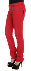 Costume National Red Cotton Blend Super Slim Fit Jeans -   -  Costume National.