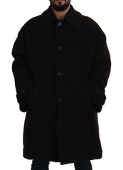 Dolce & Gabbana Black Alpaca Button Down Trench Coat Jacket -   -  Dolce & Gabbana.