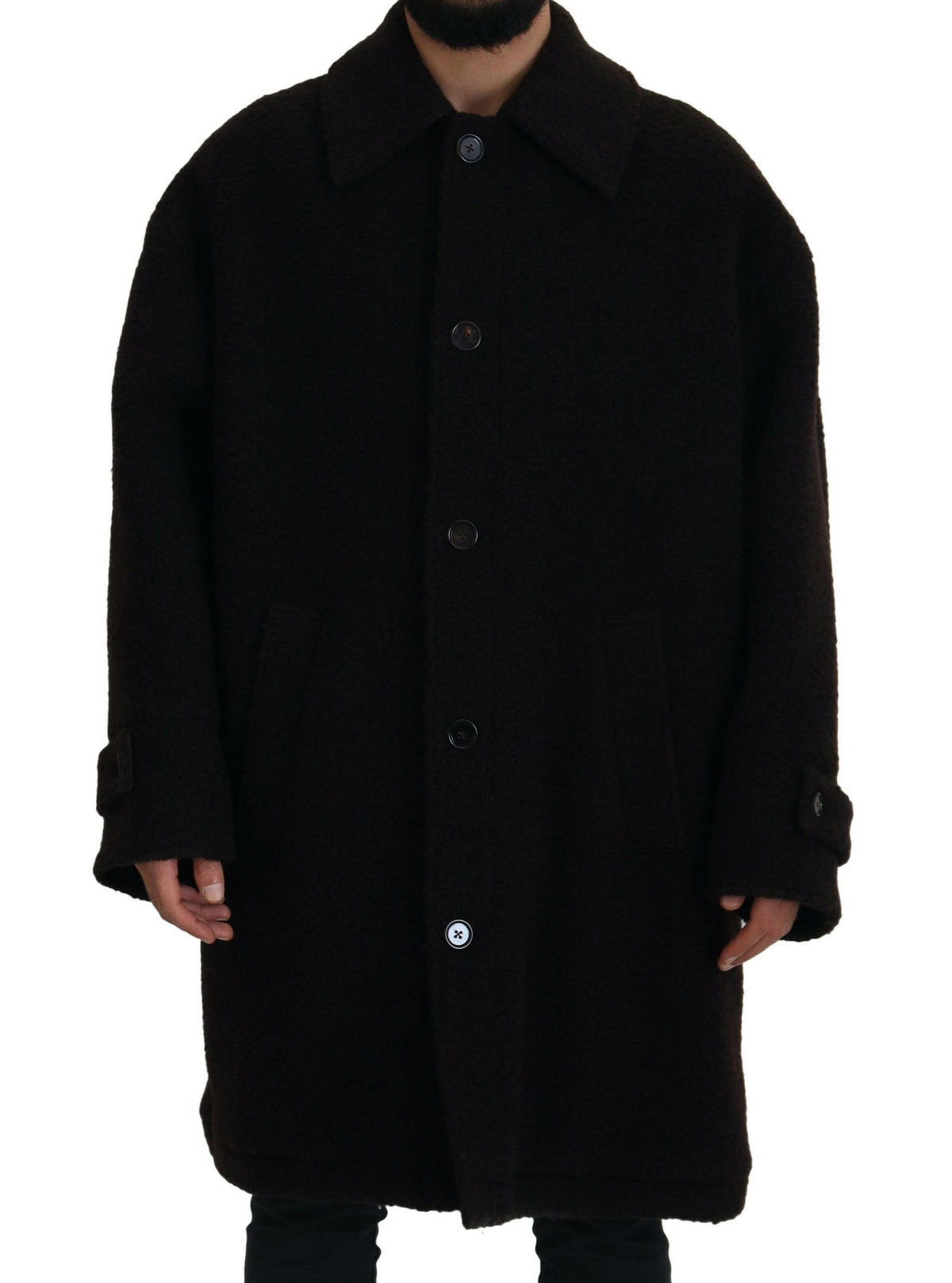 Dolce & Gabbana Black Alpaca Button Down Trench Coat Jacket -   -  Dolce & Gabbana.