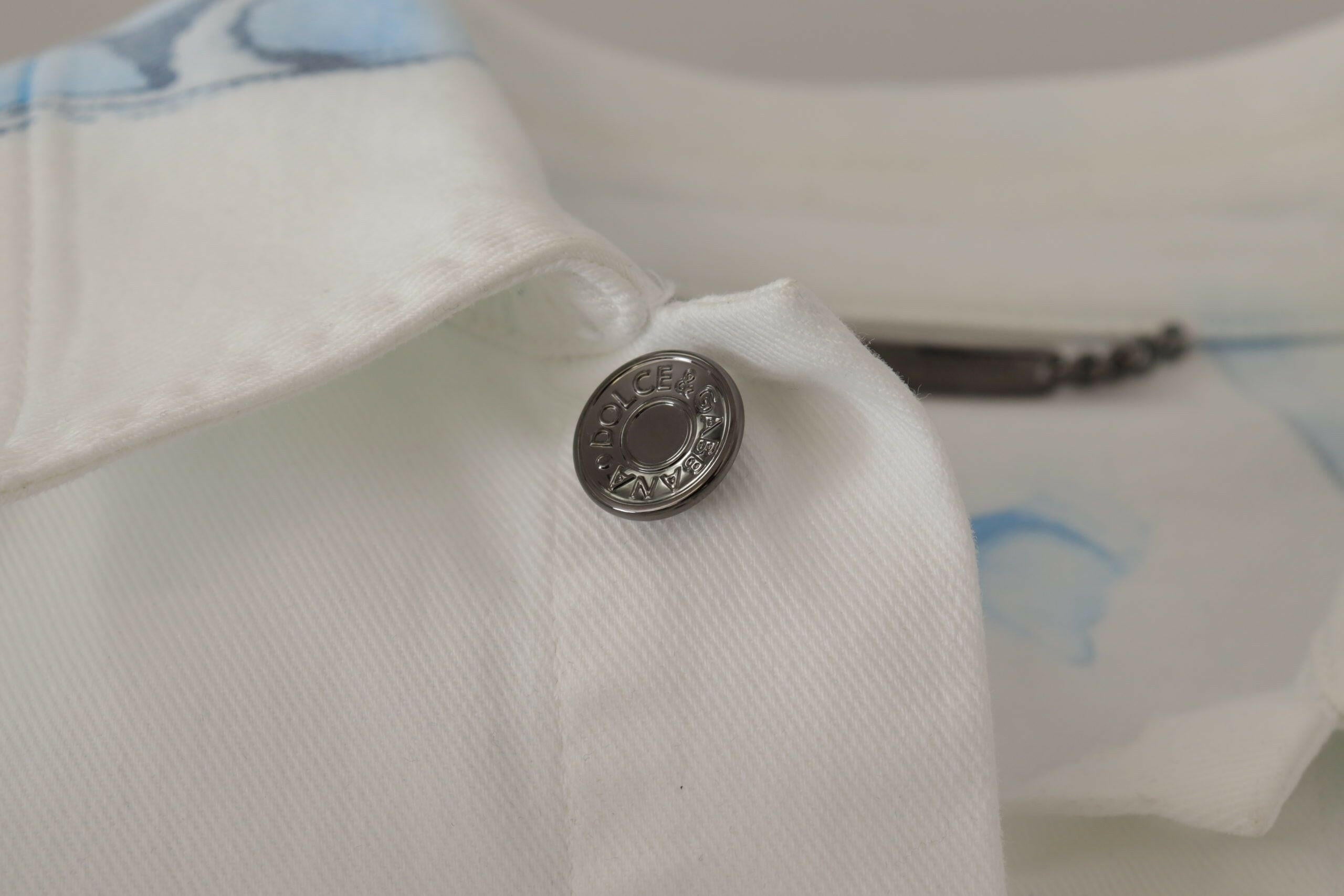 Dolce & Gabbana White Cotton Logo Embroidery Denim Jacket -   -  Dolce & Gabbana. Dolce & Gabbana White Cotton Logo Embroidery Denim Jacket -   -  Dolce & Gabbana.