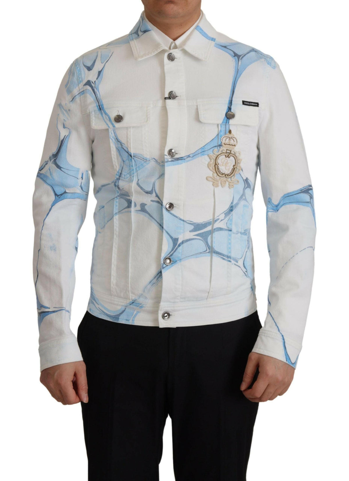 Dolce & Gabbana White Cotton Logo Embroidery Denim Jacket -   -  Dolce & Gabbana.