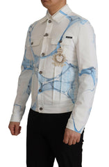 Dolce & Gabbana White Cotton Logo Embroidery Denim Jacket -   -  Dolce & Gabbana.
