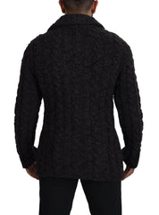Dolce & Gabbana Black Wool Knit Double Breasted Coat Jacket -   -  Dolce & Gabbana.