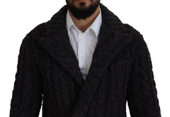 Dolce & Gabbana Black Wool Knit Double Breasted Coat Jacket -   -  Dolce & Gabbana.