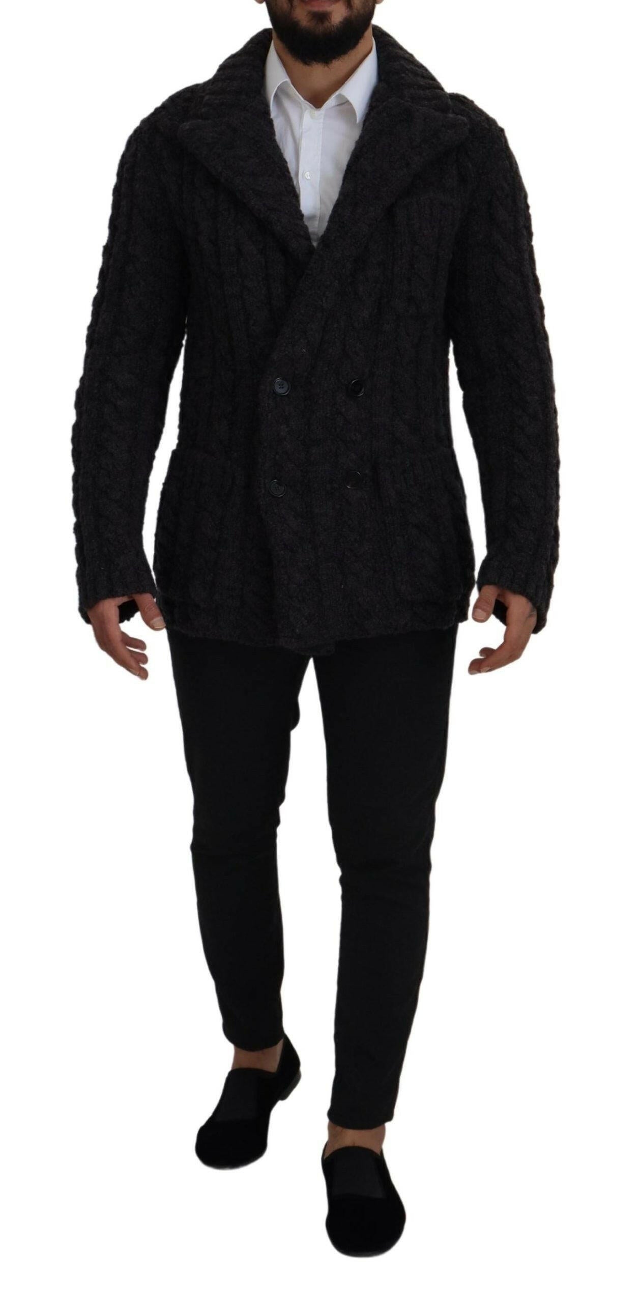 Dolce & Gabbana Black Wool Knit Double Breasted Coat Jacket -   -  Dolce & Gabbana. Dolce & Gabbana Black Wool Knit Double Breasted Coat Jacket -   -  Dolce & Gabbana.