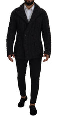 Dolce & Gabbana Black Wool Knit Double Breasted Coat Jacket -   -  Dolce & Gabbana.