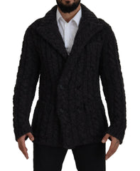 Dolce & Gabbana Black Wool Knit Double Breasted Coat Jacket -   -  Dolce & Gabbana.