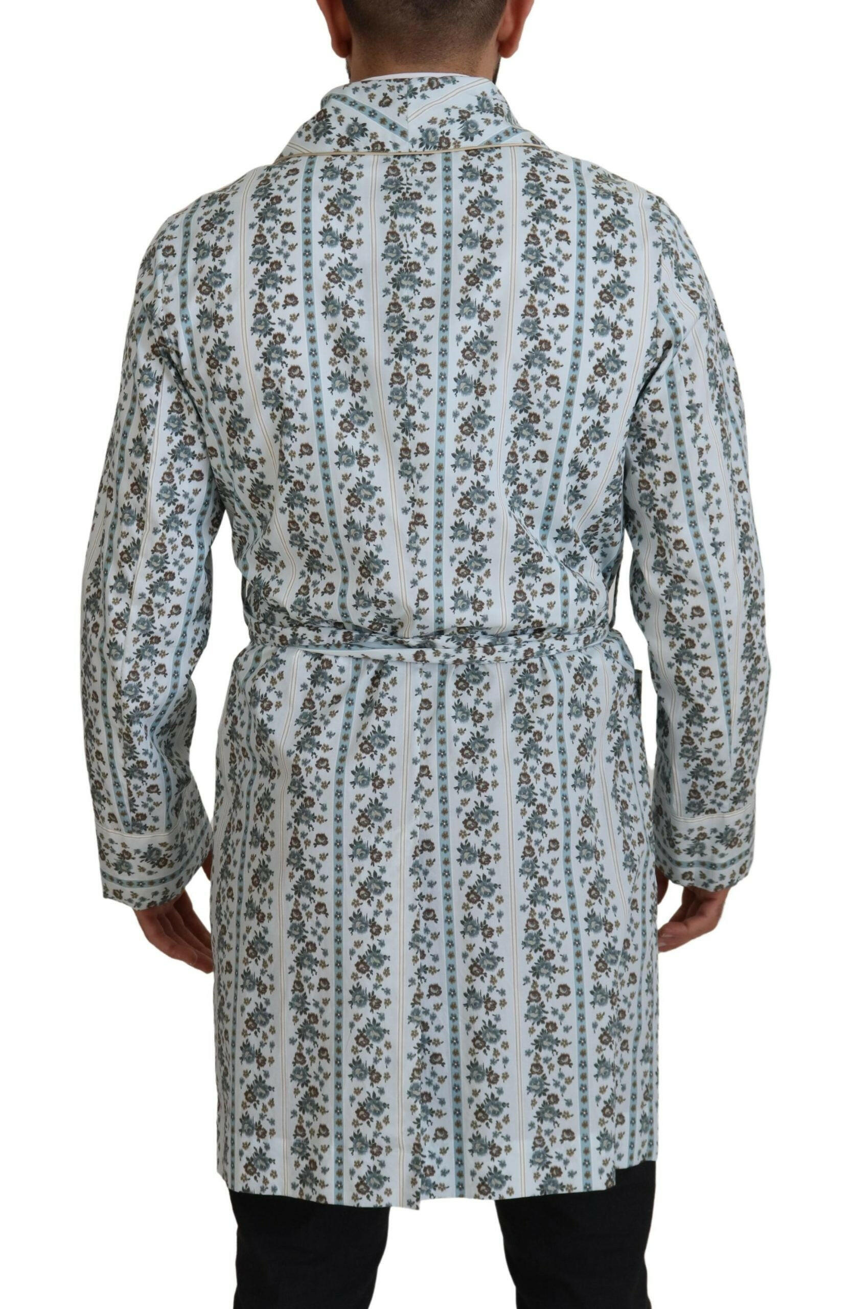 Dolce & Gabbana Blue Floral Cotton Robe Coat Jacket -   -  Dolce & Gabbana. Dolce & Gabbana Blue Floral Cotton Robe Coat Jacket -   -  Dolce & Gabbana.
