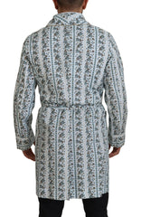 Dolce & Gabbana Blue Floral Cotton Robe Coat Jacket -   -  Dolce & Gabbana.