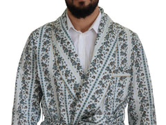 Dolce & Gabbana Blue Floral Cotton Robe Coat Jacket -   -  Dolce & Gabbana.