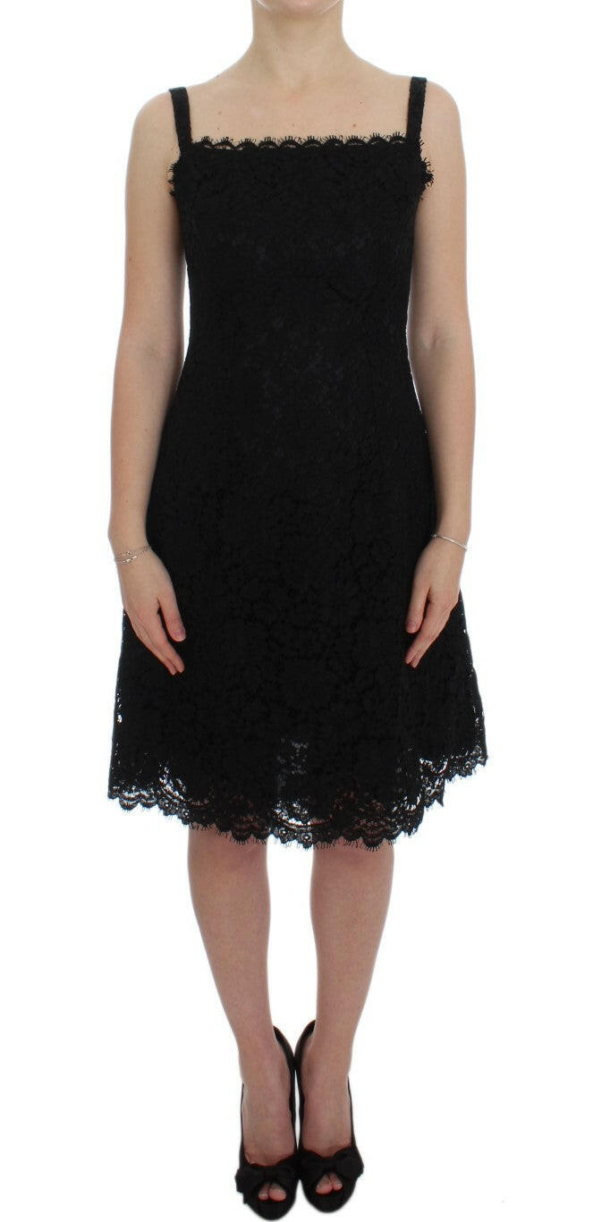 Dolce & Gabbana Black Floral Lace Shift Knee Length Dress -   -  Dolce & Gabbana.