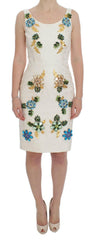 Dolce & Gabbana White Brocade Crystal Sheath Dress -   -  Dolce & Gabbana.