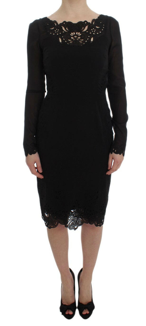 Dolce & Gabbana Black Silk Stretch Sheath Dress -   -  Dolce & Gabbana.