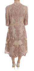 Dolce & Gabbana Pink Silk Lace Ricamo Shift Gown Dress -   -  Dolce & Gabbana.