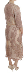 Dolce & Gabbana Pink Silk Lace Ricamo Shift Gown Dress -   -  Dolce & Gabbana.