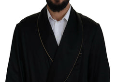Dolce & Gabbana Black 100% Silk Robe Coat Wrap  Jacket -   -  Dolce & Gabbana.