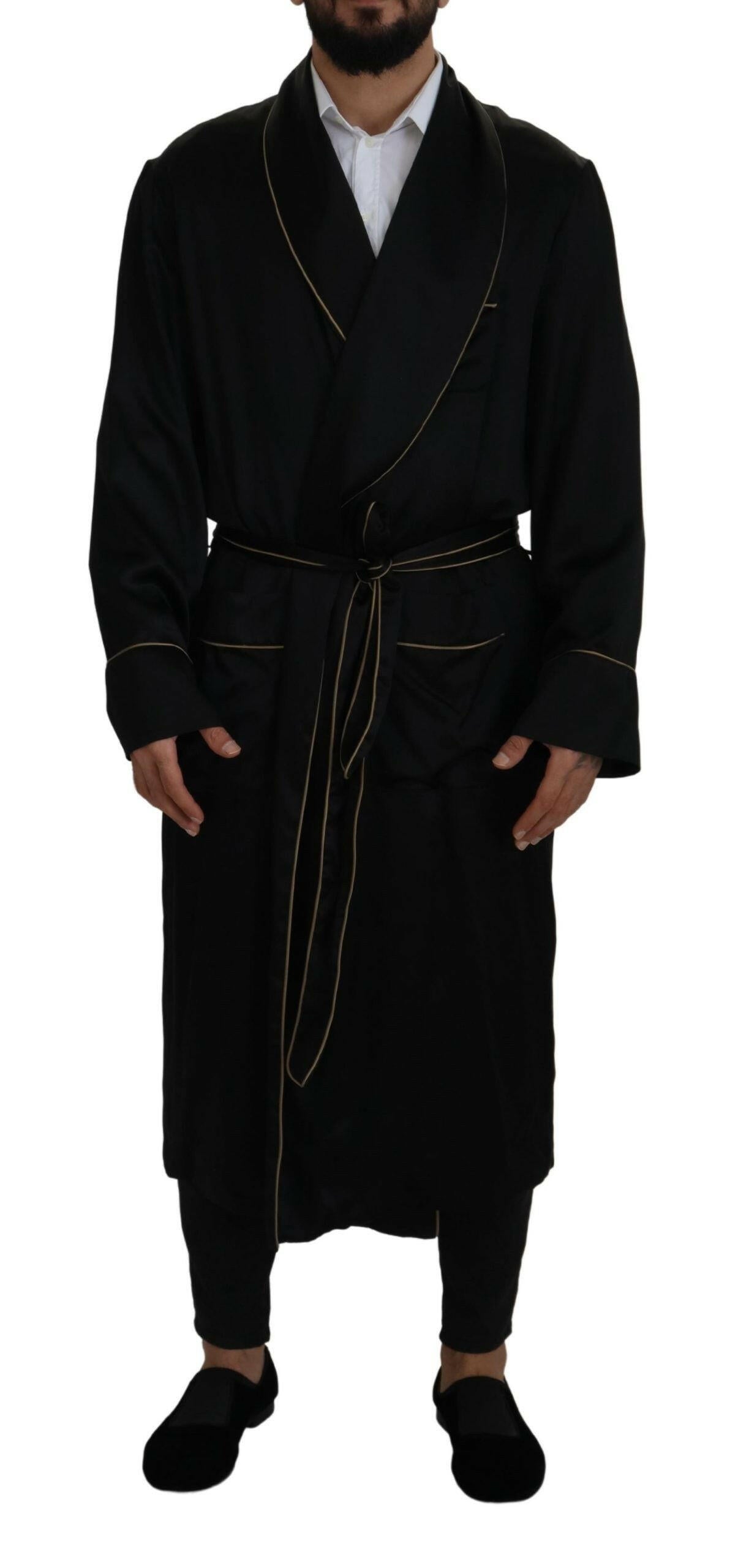 Dolce & Gabbana Black 100% Silk Robe Coat Wrap  Jacket -   -  Dolce & Gabbana.
