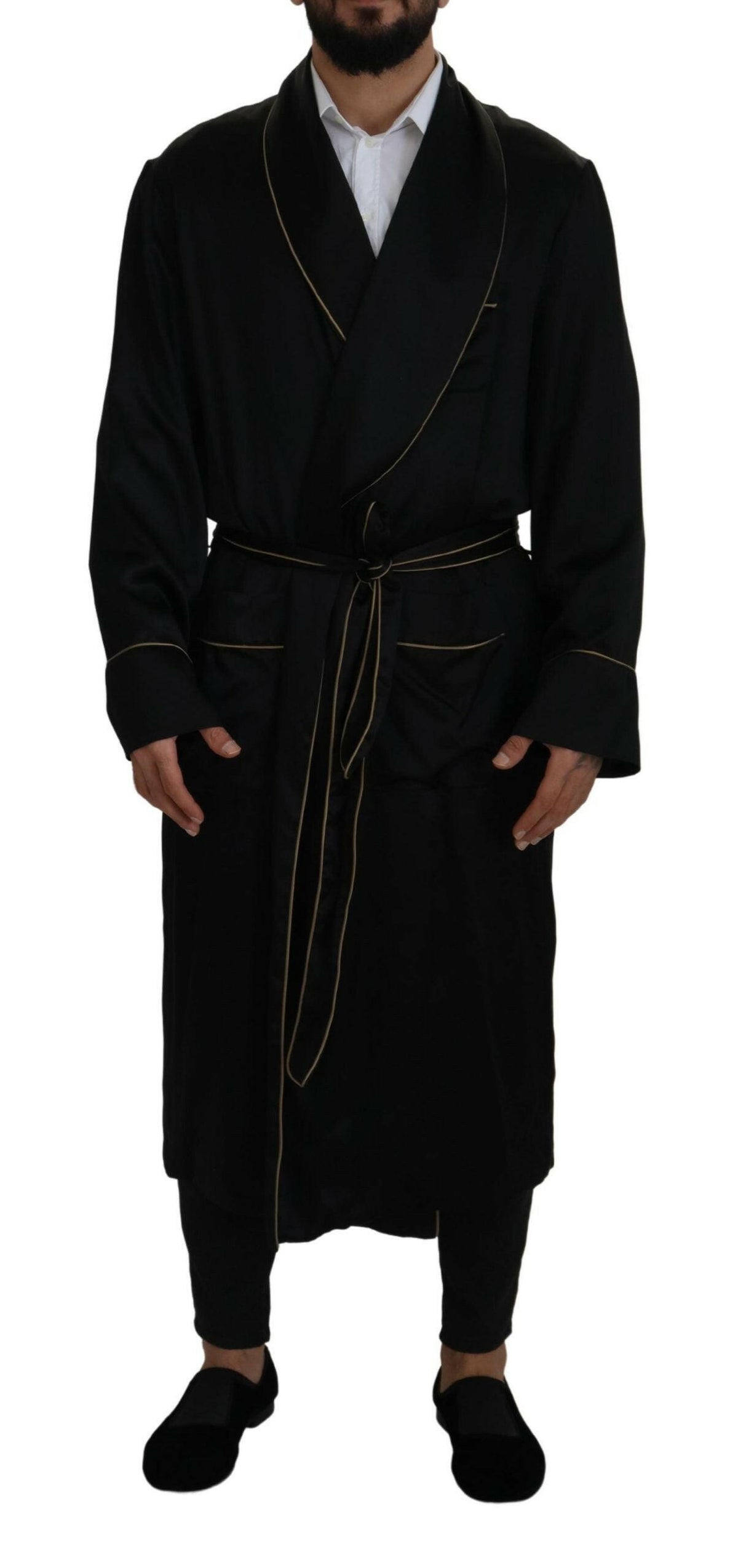 Dolce & Gabbana Black 100% Silk Robe Coat Wrap  Jacket -   -  Dolce & Gabbana.