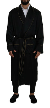 Dolce & Gabbana Black 100% Silk Robe Coat Wrap  Jacket -   -  Dolce & Gabbana.