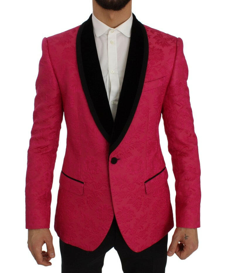 Dolce & Gabbana Pink Floral Brocade Slim Blazer Jacket -   -  Dolce & Gabbana.