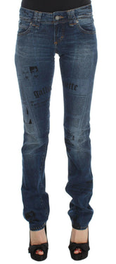 John Galliano Blue Wash Cotton Blend Slim Fit Bootcut Jeans -   -  John Galliano.