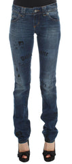John Galliano Blue Wash Cotton Blend Slim Fit Bootcut Jeans -   -  John Galliano.