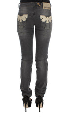 John Galliano Gray Wash Cotton Blend Slim Fit Stretch Jeans -   -  John Galliano.