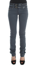 John Galliano Blue Cotton Blend Slim Fit High Waist Jeans - - John Galliano.