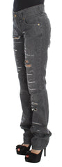 John Galliano Gray Wash Cotton Torn Straight Fit Jeans -   -  John Galliano.