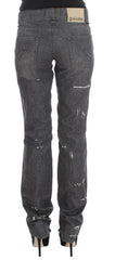 John Galliano Gray Wash Cotton Torn Straight Fit Jeans -   -  John Galliano.