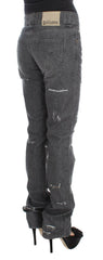 John Galliano Gray Wash Cotton Torn Straight Fit Jeans -   -  John Galliano.