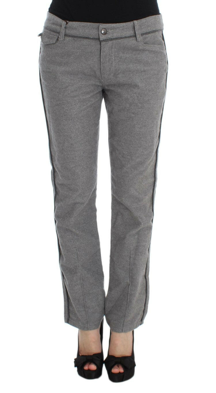 Ermanno Scervino Gray Cotton Straight Fit Casual Pants -   -  Ermanno Scervino.