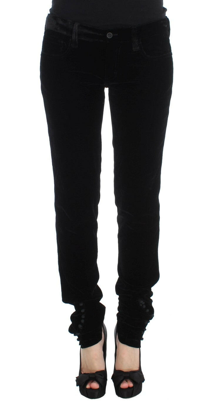 Ermanno Scervino Black Viscose Blend Velvet Slim Fit Pants -   -  Ermanno Scervino.