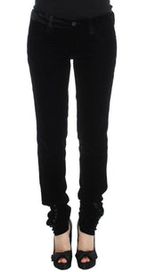 Ermanno Scervino Black Viscose Blend Velvet Slim Fit Pants -   -  Ermanno Scervino.