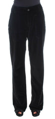 Ermanno Scervino Black Velvet Cotton Straight Legs Pants -   -  Ermanno Scervino.