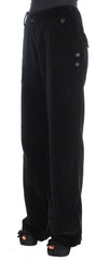 Ermanno Scervino Black Velvet Cotton Straight Legs Pants -   -  Ermanno Scervino.