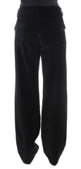 Ermanno Scervino Black Velvet Cotton Straight Legs Pants -   -  Ermanno Scervino.