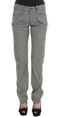 Ermanno Scervino Black White Checkered Cotton Casual Pants -   -  Ermanno Scervino.