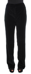 Ermanno Scervino Black Velvet Cotton Straight Legs Pants -   -  Ermanno Scervino.