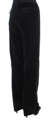 Ermanno Scervino Black Velvet Cotton Straight Legs Pants -   -  Ermanno Scervino.