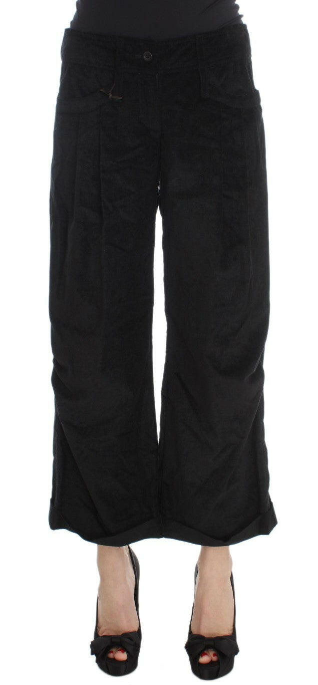 Ermanno Scervino Black Velvet Cotton Capri Bootcut Pants -   -  Ermanno Scervino.