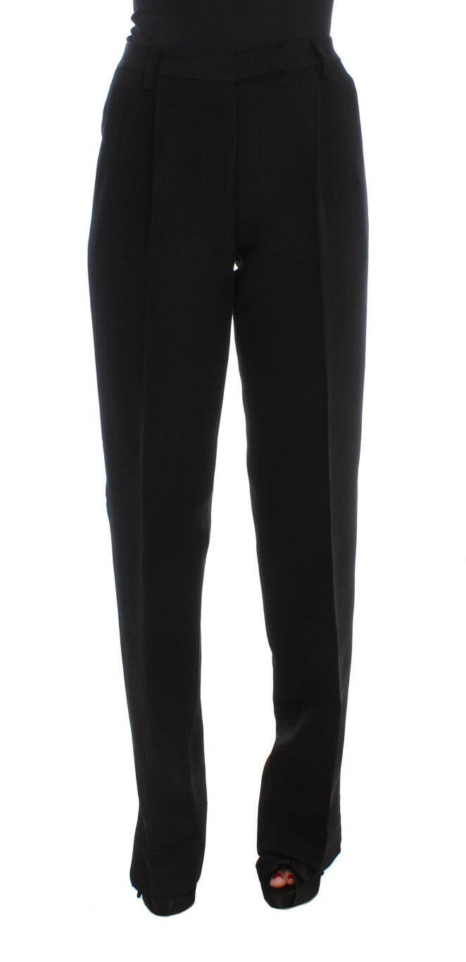 Ermanno Scervino Black Striped Cotton Blend Wide Legs Pants -   -  Ermanno Scervino.