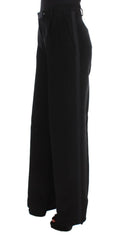 Ermanno Scervino Black Striped Cotton Blend Wide Legs Pants -   -  Ermanno Scervino.