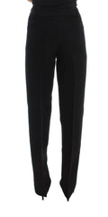 Ermanno Scervino Black Striped Cotton Blend Wide Legs Pants -   -  Ermanno Scervino.