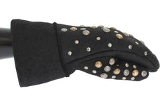 Dolce & Gabbana Gray Wool Shearling Studded Gloves -   -  Dolce & Gabbana.