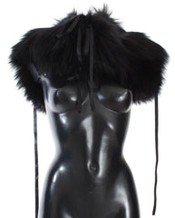 Dolce & Gabbana Black Fox Fur Shoulder Wrap Cover Collar Scarf - - Dolce & Gabbana.