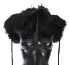 Dolce & Gabbana Black Fox Fur Shoulder Wrap Cover Collar Scarf - - Dolce & Gabbana.