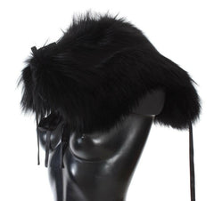 Dolce & Gabbana Black Fox Fur Shoulder Wrap Cover Collar Scarf - - Dolce & Gabbana.