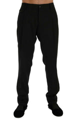 Dolce & Gabbana Black Striped Wool Stretch Pants -   -  Dolce & Gabbana.