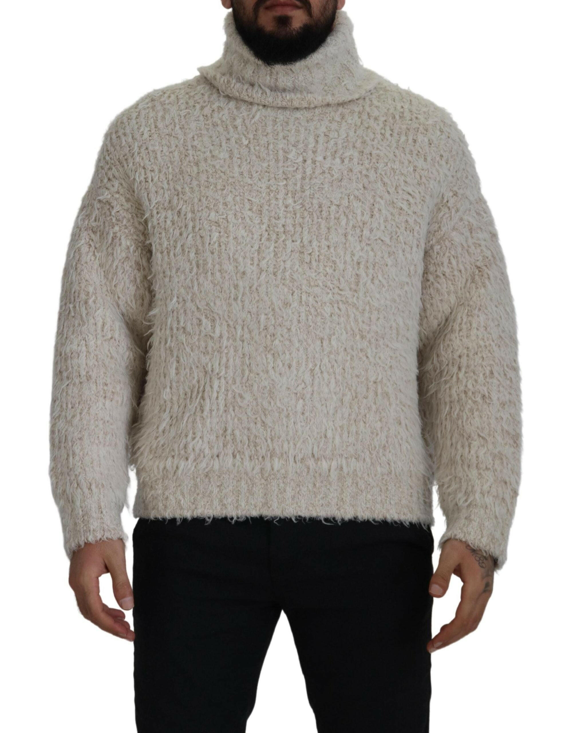 Dolce & Gabbana Cream Wool Knit Turtleneck Pullover Sweater -   -  Dolce & Gabbana.